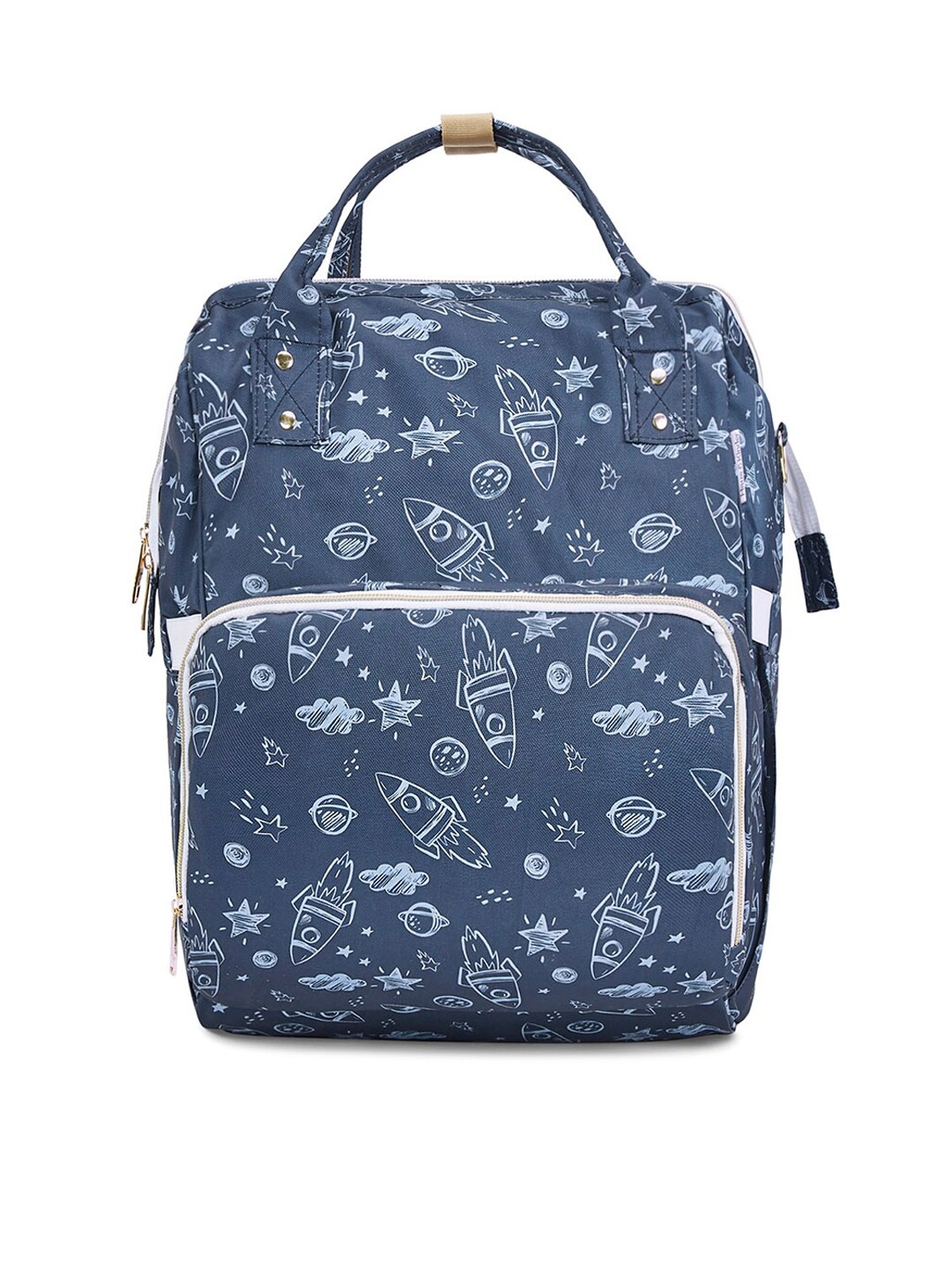 

haus & kinder Kids Printed Canvas Water Resistant 20L Diaper Backpack, Navy blue