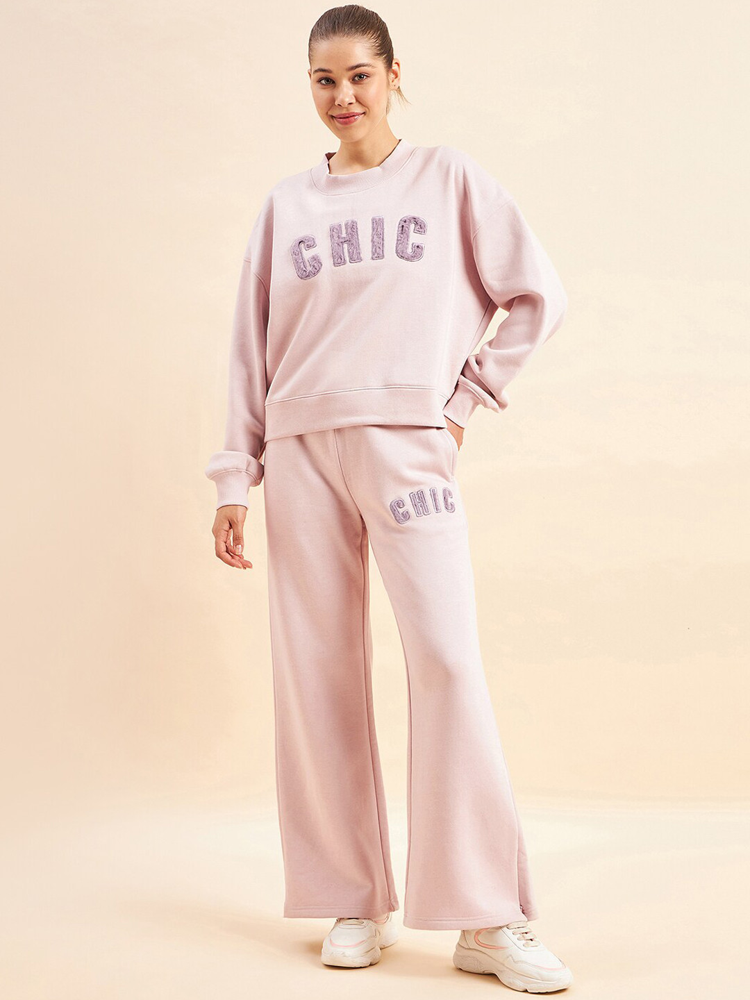 

Sweet Dreams Pink Typography Printed Long Sleeves Tracksuits
