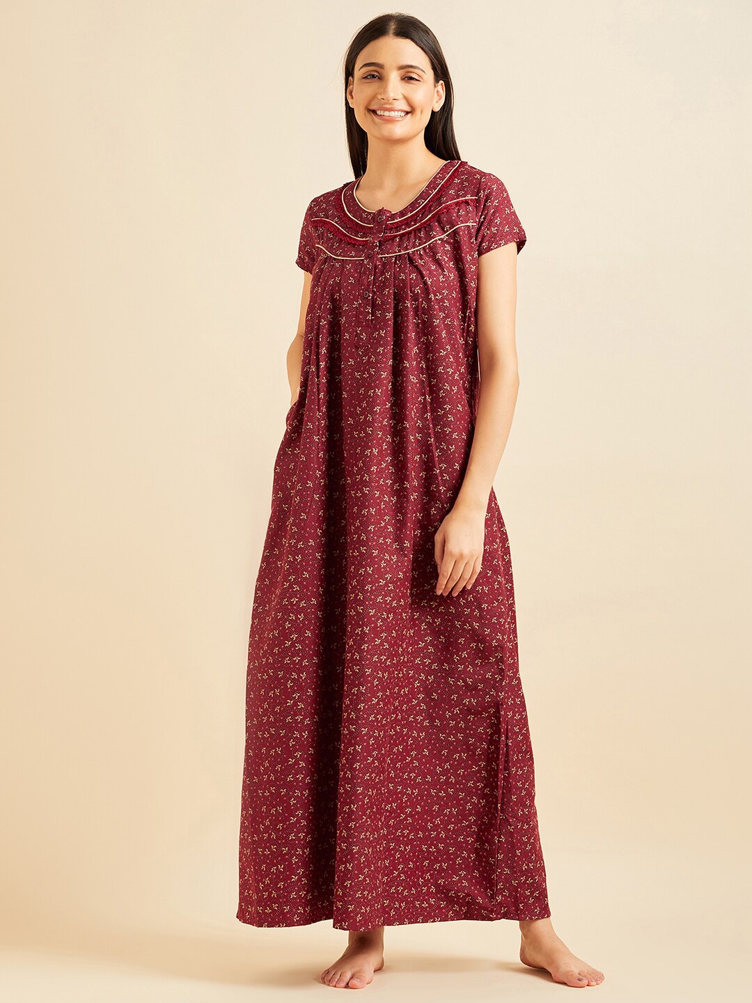 

Sweet Dreams Red Floral Printed Maxi Nightdress