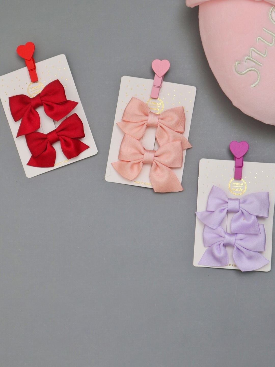 

Yellow Bee Girls Set of 6 Bow Alligator Hair Clip, Red