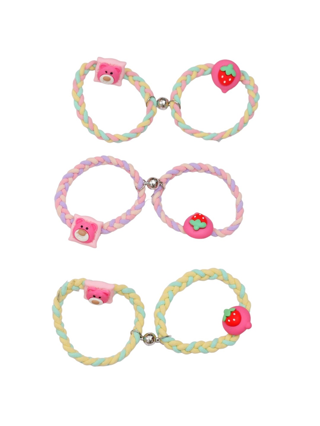 

Yellow Bee Girls Set of 6 Ponytail Holders, Green
