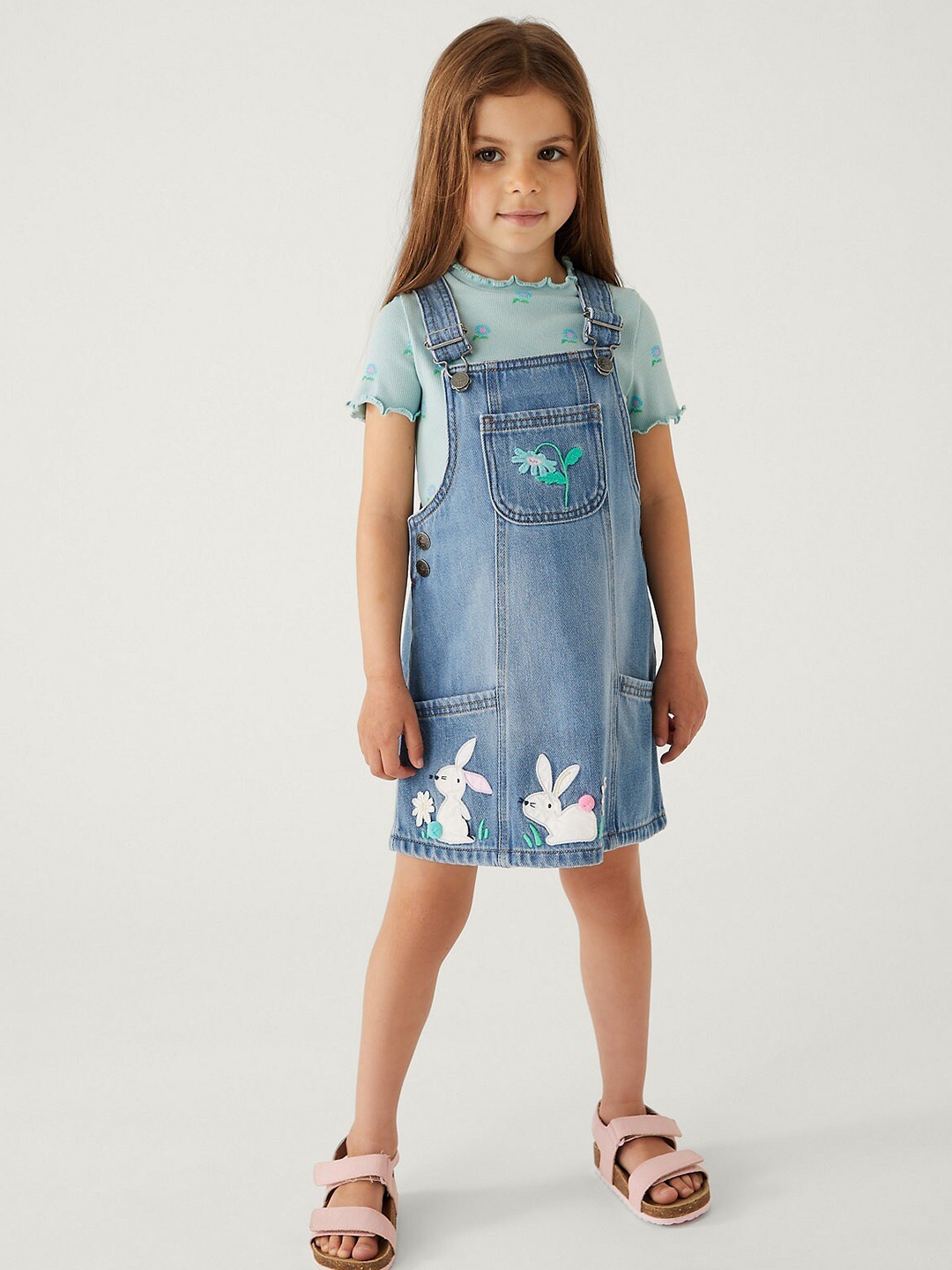 

Marks & Spencer Girls Shoulder Straps Applique Pinafore Dress, Blue