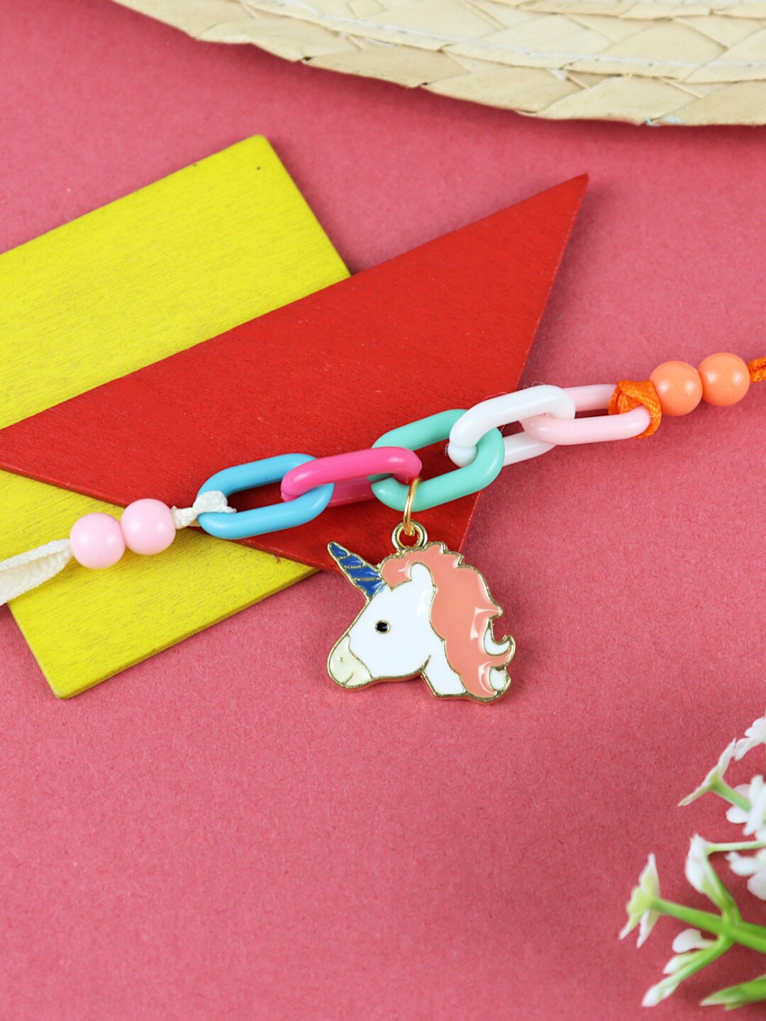 

Asthetika Boys Unicorn Charm Rakhi, Orange
