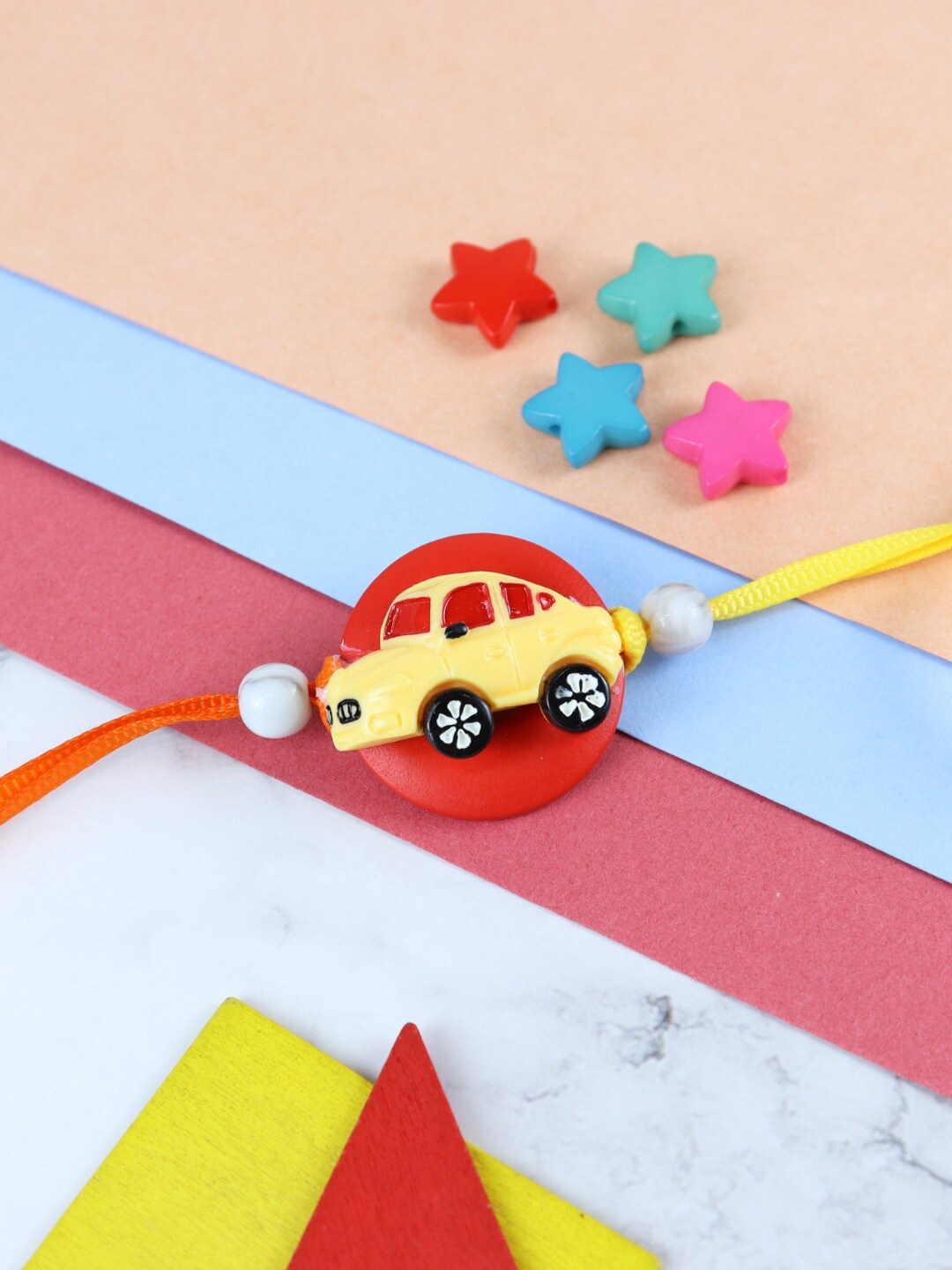 

Asthetika Kids Car Charm Detail Beaded Rakhi, Red