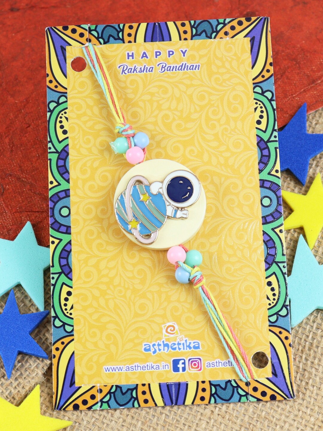 

Asthetika Boys Star Charm Beaded Rakhi, Blue