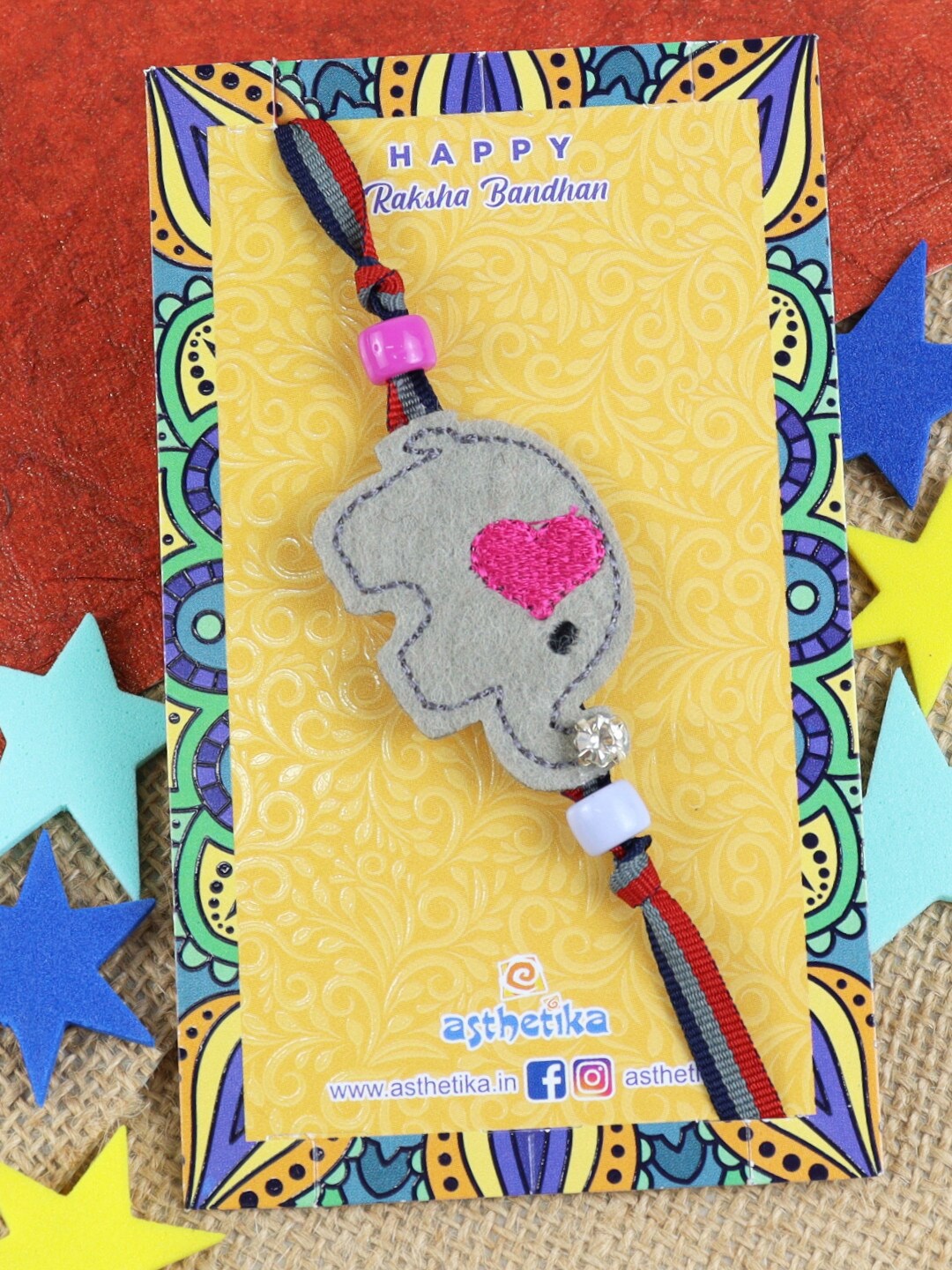 

Asthetika Kids Elephant Charm Detail Rakhi, Grey