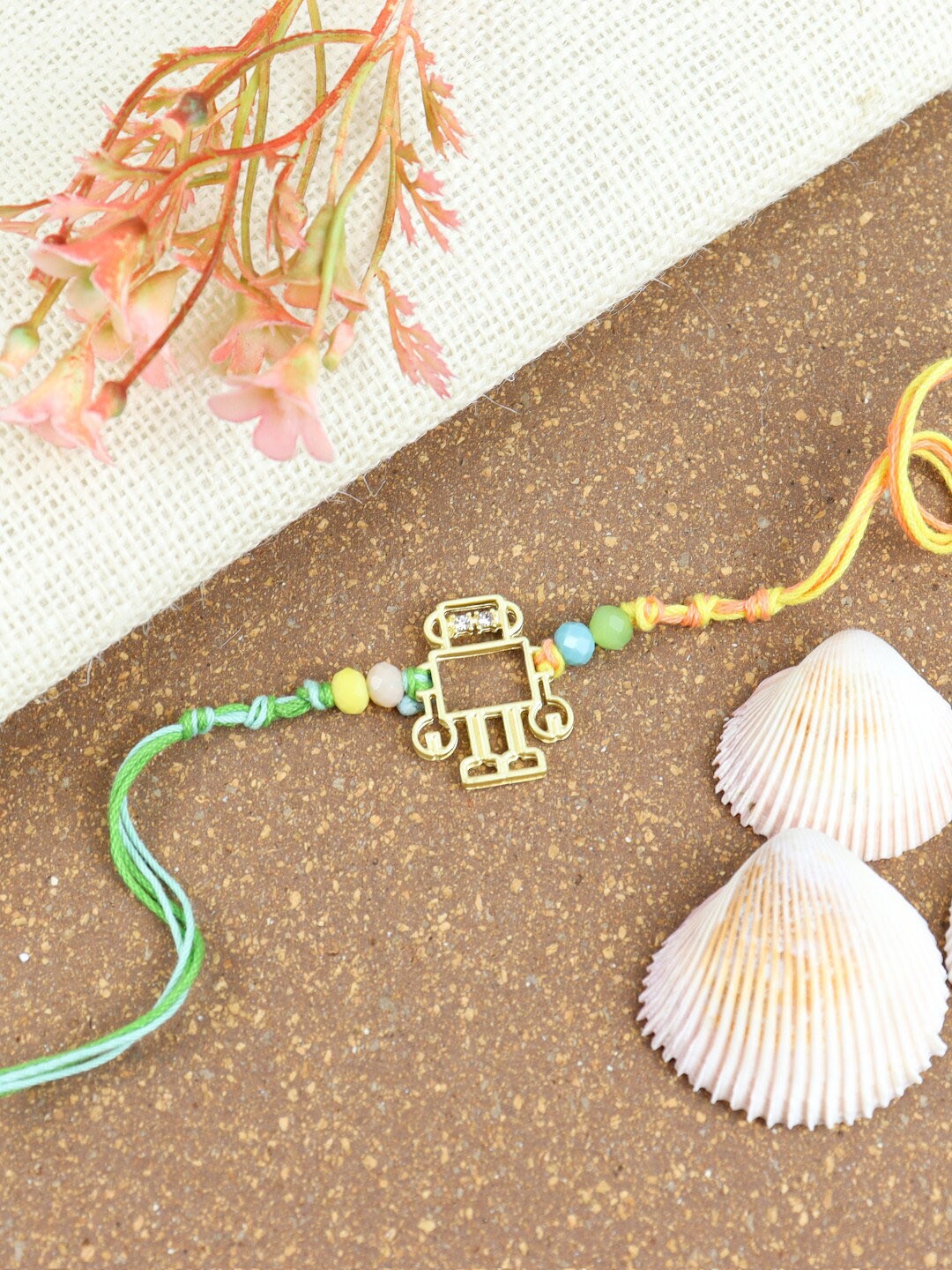 

Asthetika Boys Robot Charm Stone Studded Rakhi, Gold