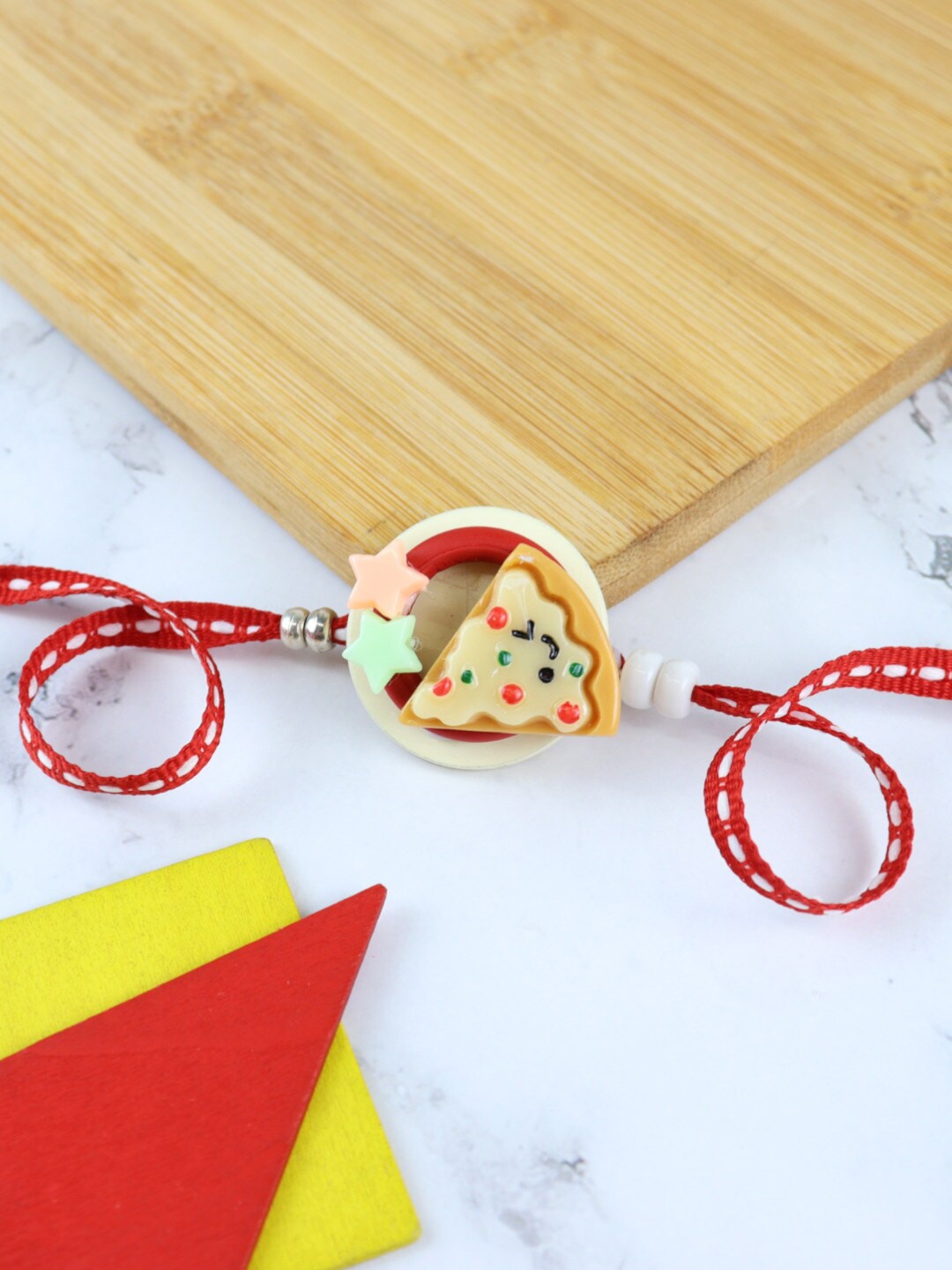 

Asthetika Boys Pizza Charm Detail Rakhi, Red