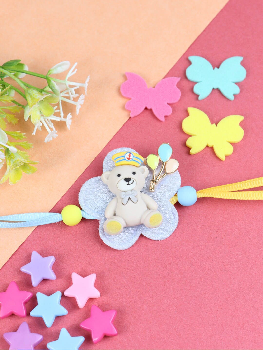 

Asthetika Boys Teddy Bear Charm Detail Rakhi, Blue