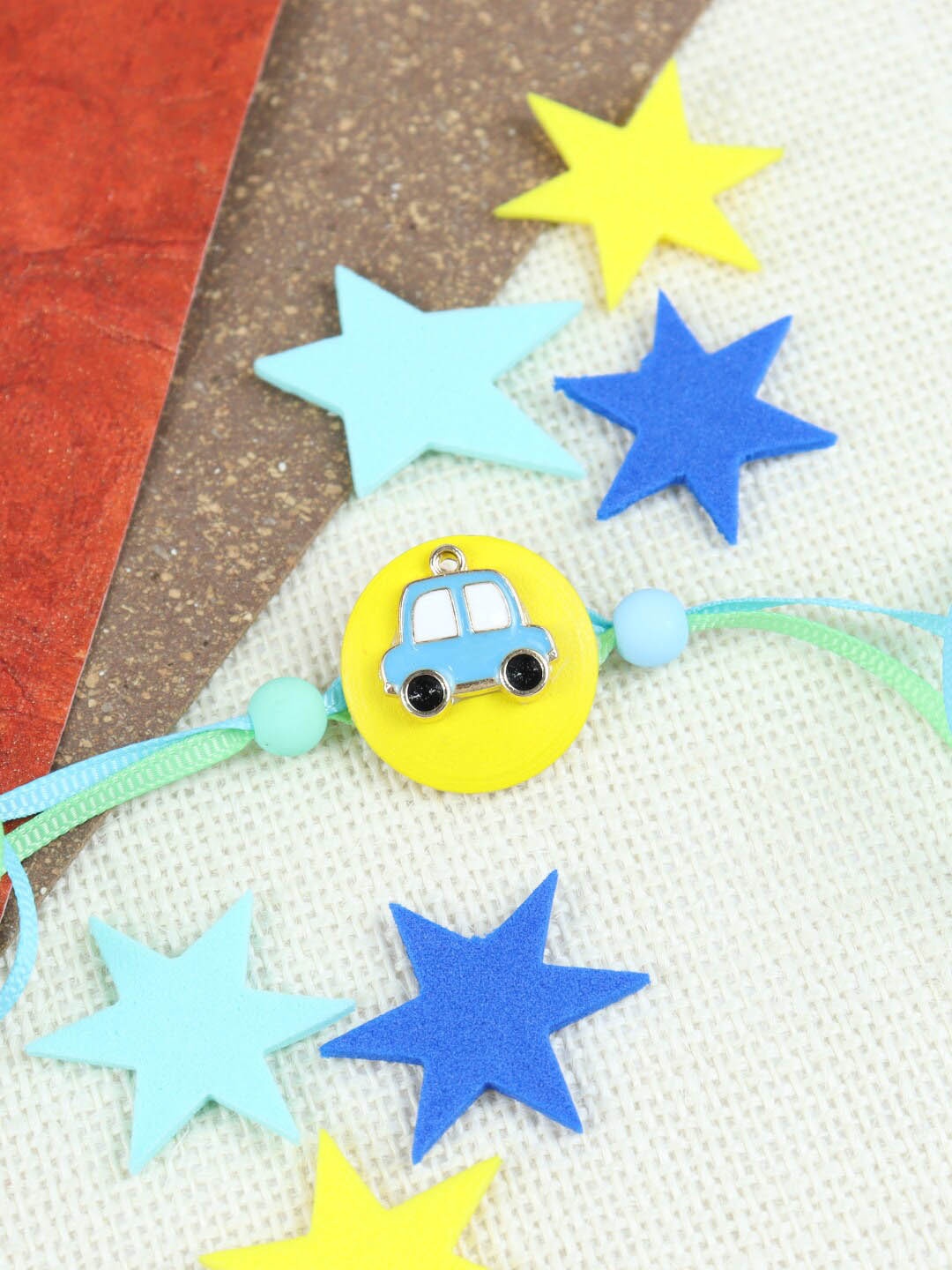 

Asthetika Boys Car Charm Beaded Rakhi, Blue
