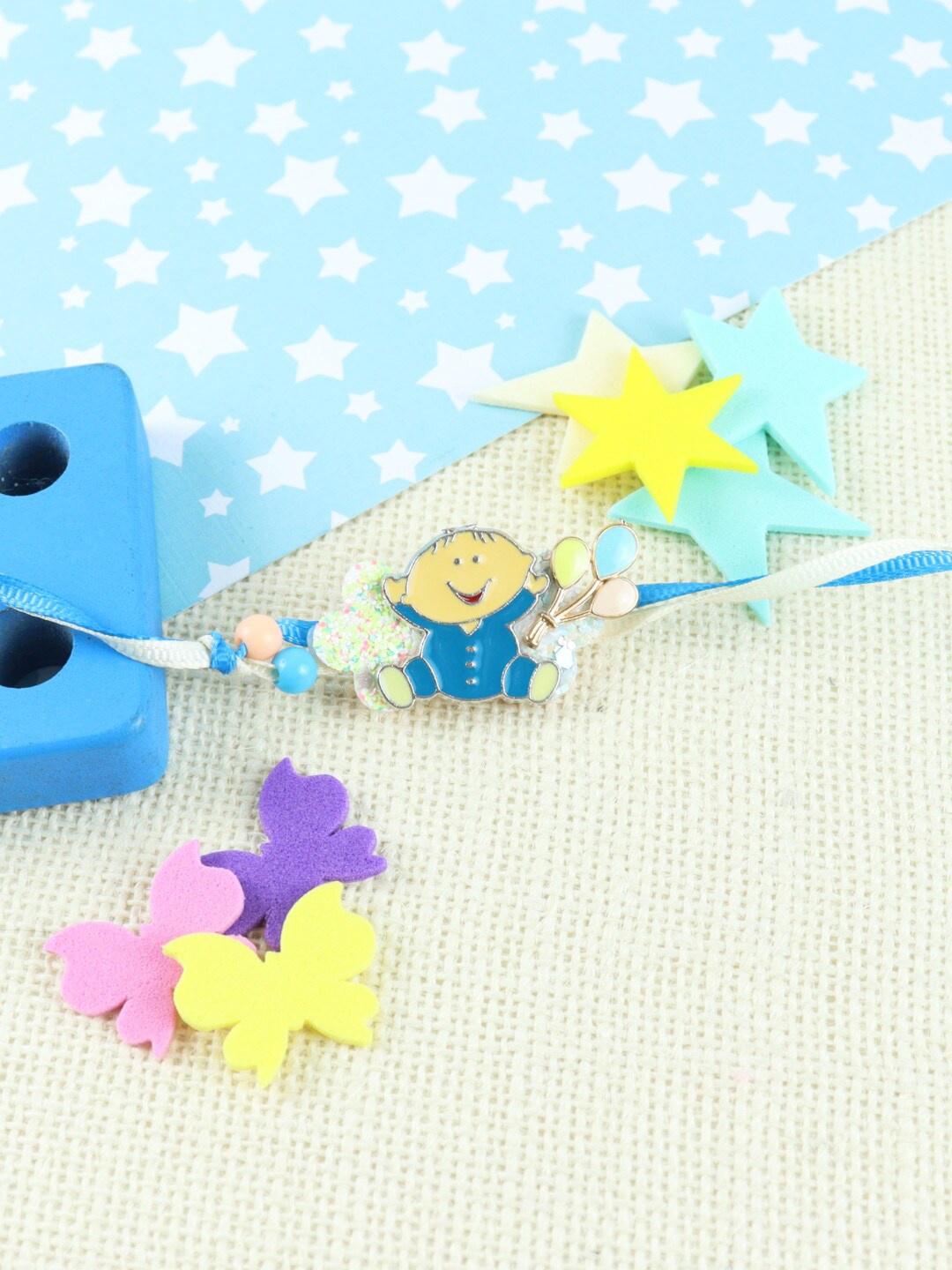 

Asthetika Kids Baby Charm Beaded Rakhi, Blue