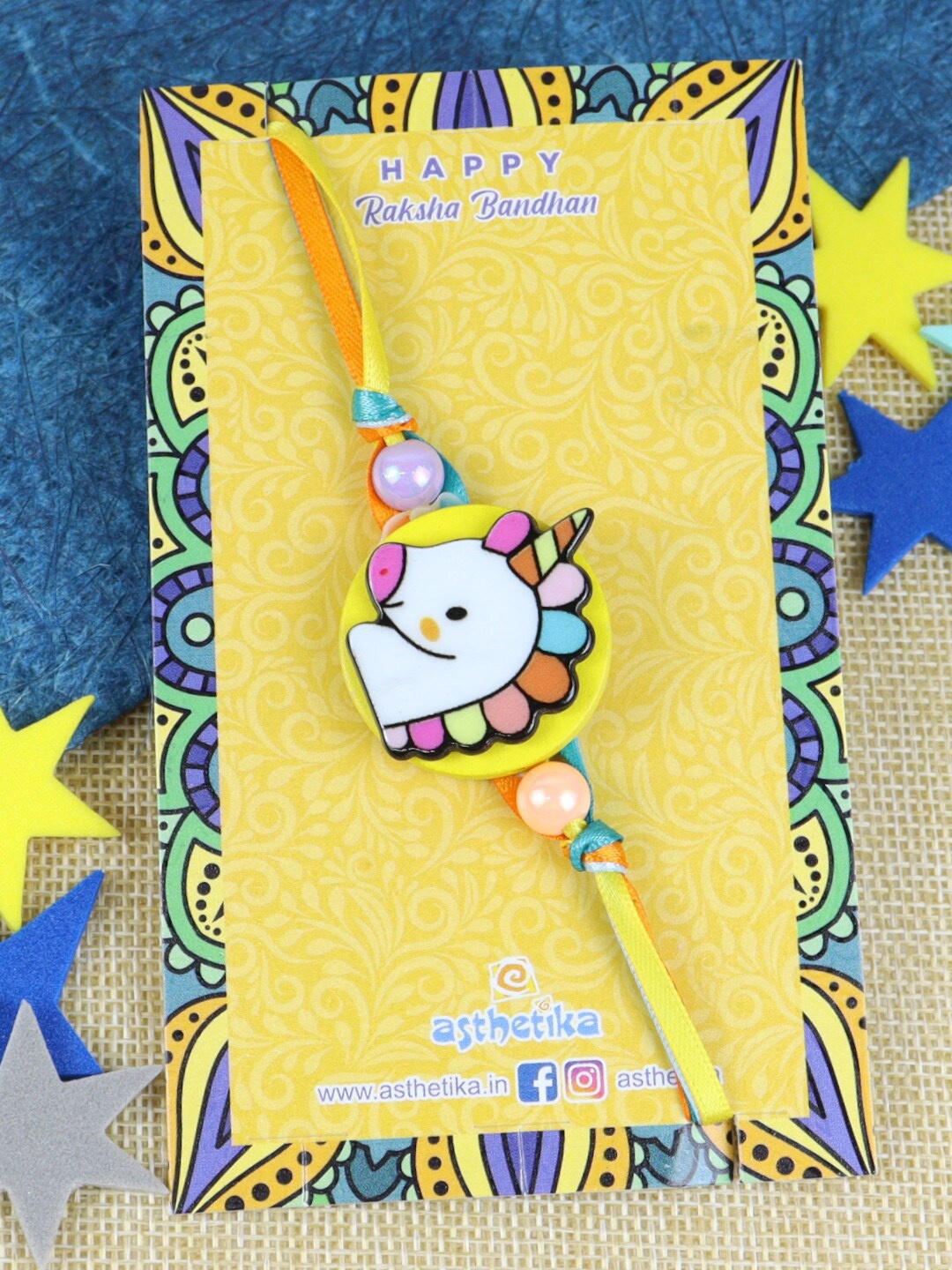 

Asthetika Boys Unicorn Thread Rakhi, White