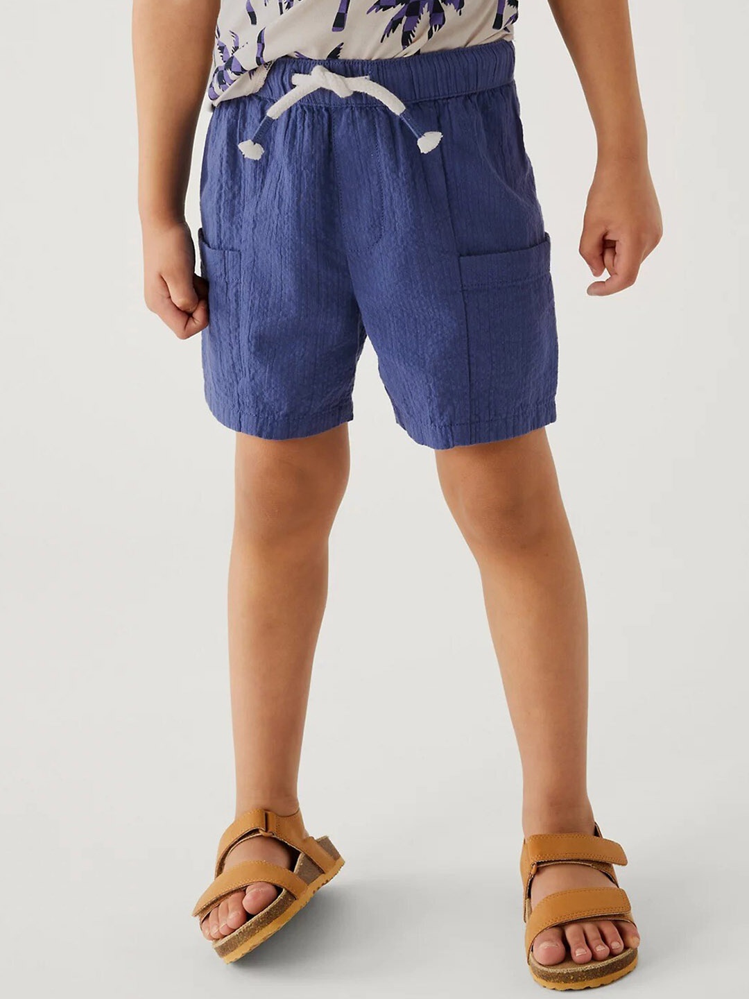 

Marks & Spencer Boys Mid-Rise Pure Cotton Shorts, Blue