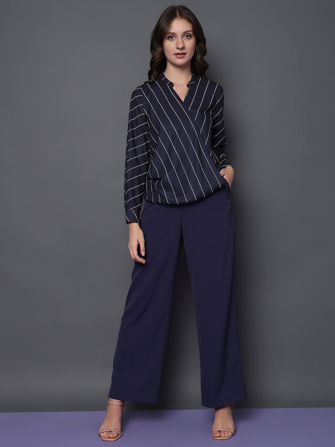 

Vero Moda Striped Wrap Top, Navy blue