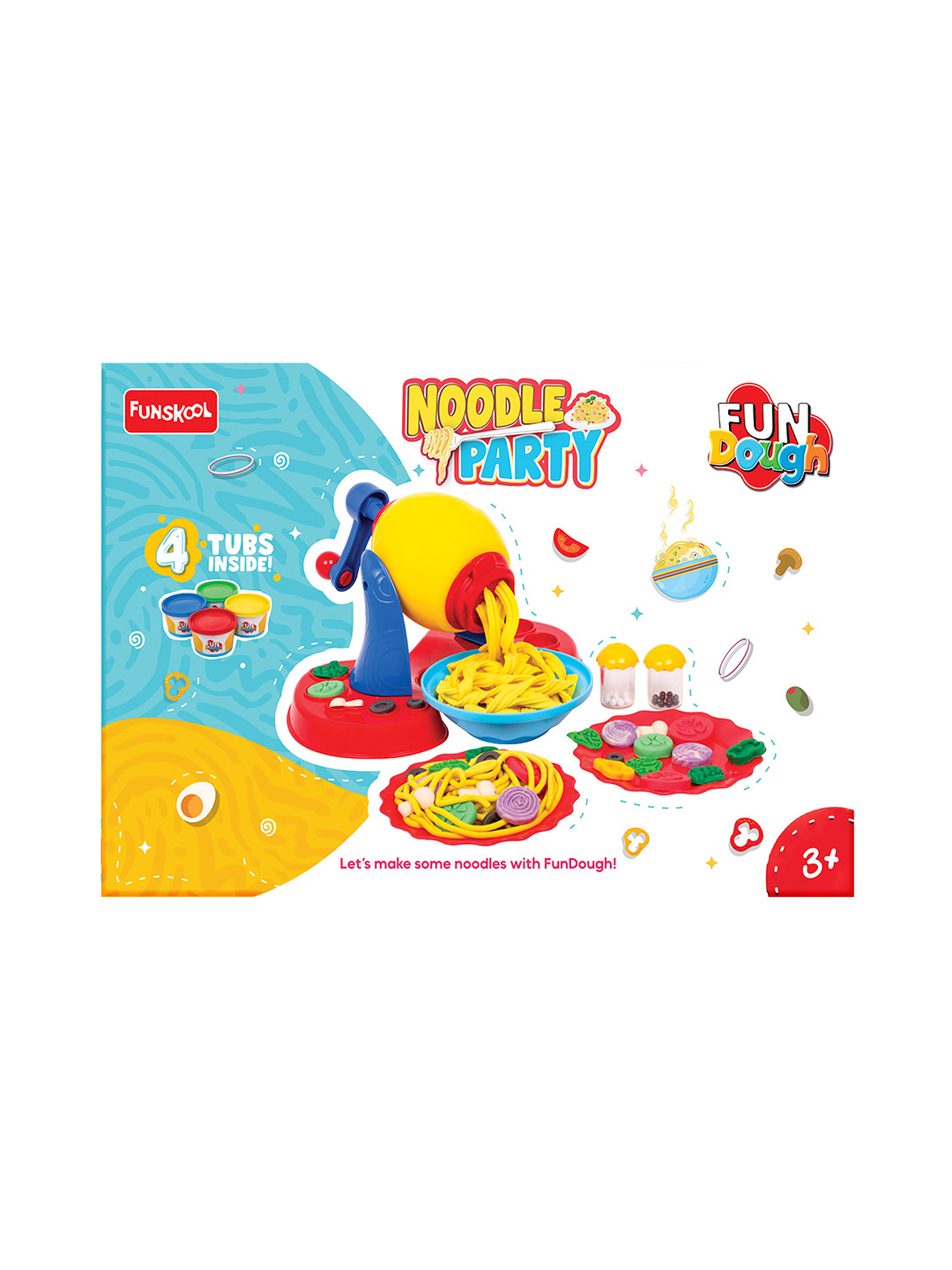 

Fun Dough NOODLE PARTY 4 Tubs of Dough for 3+Years, Multi
