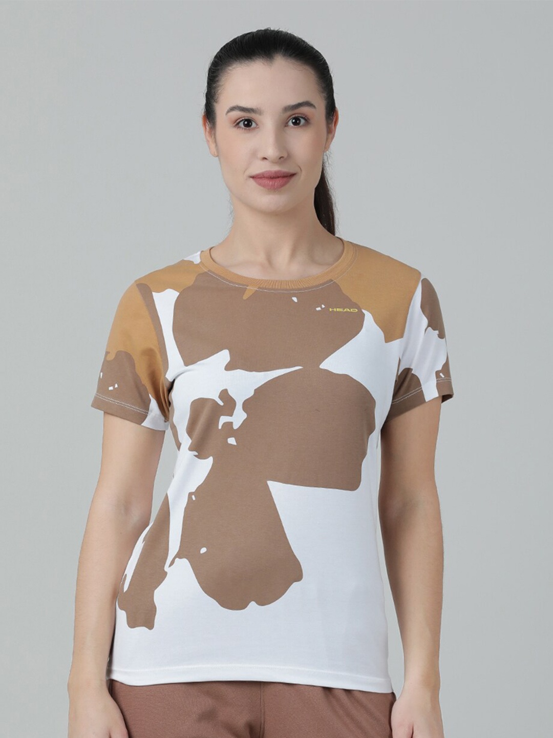 

Head Abstract Printed Slim Fit Cotton Sports T-Shirt, White