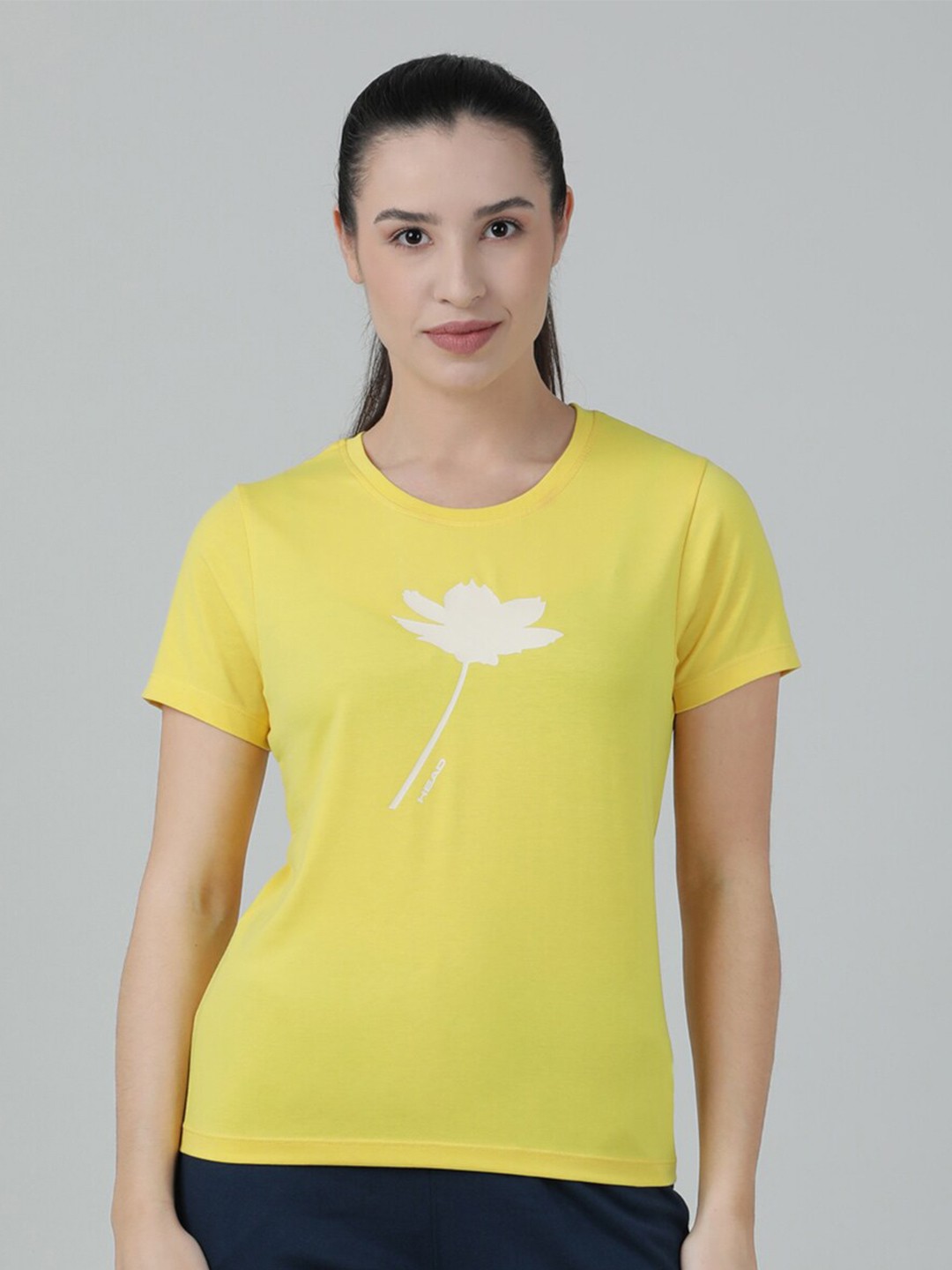 

Head Graphic Printed Slim Fit Cotton Casual T-Shirt, Yellow