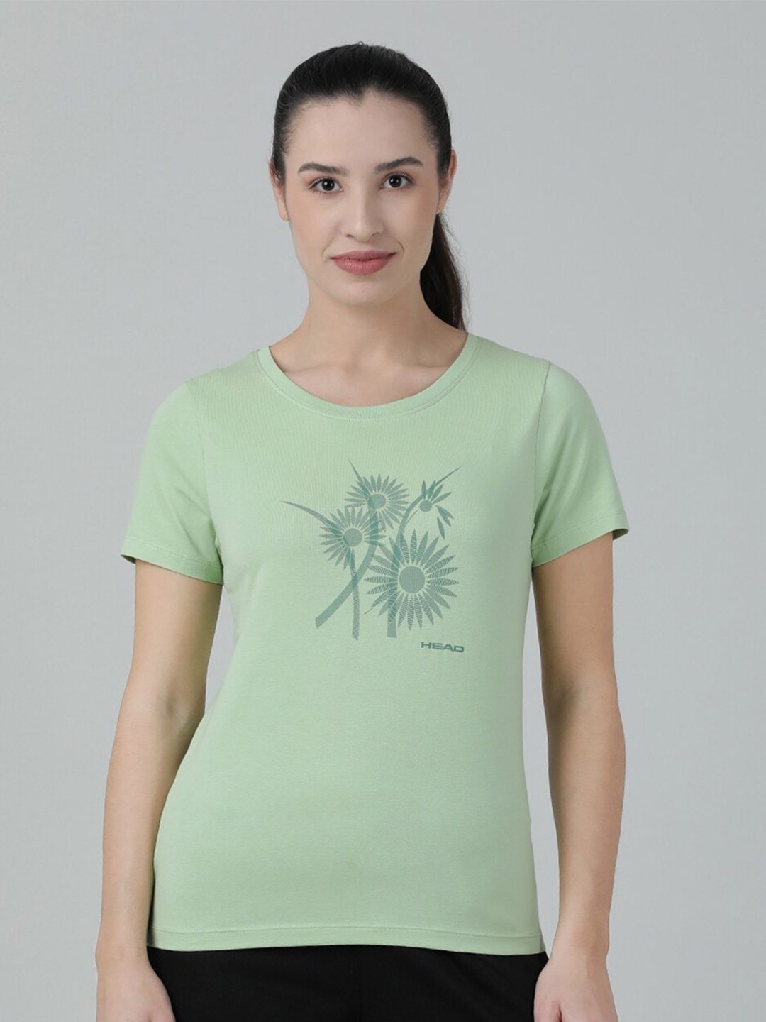 

Head Graphic Printed Slim Fit Cotton Sports T-Shirt, Green