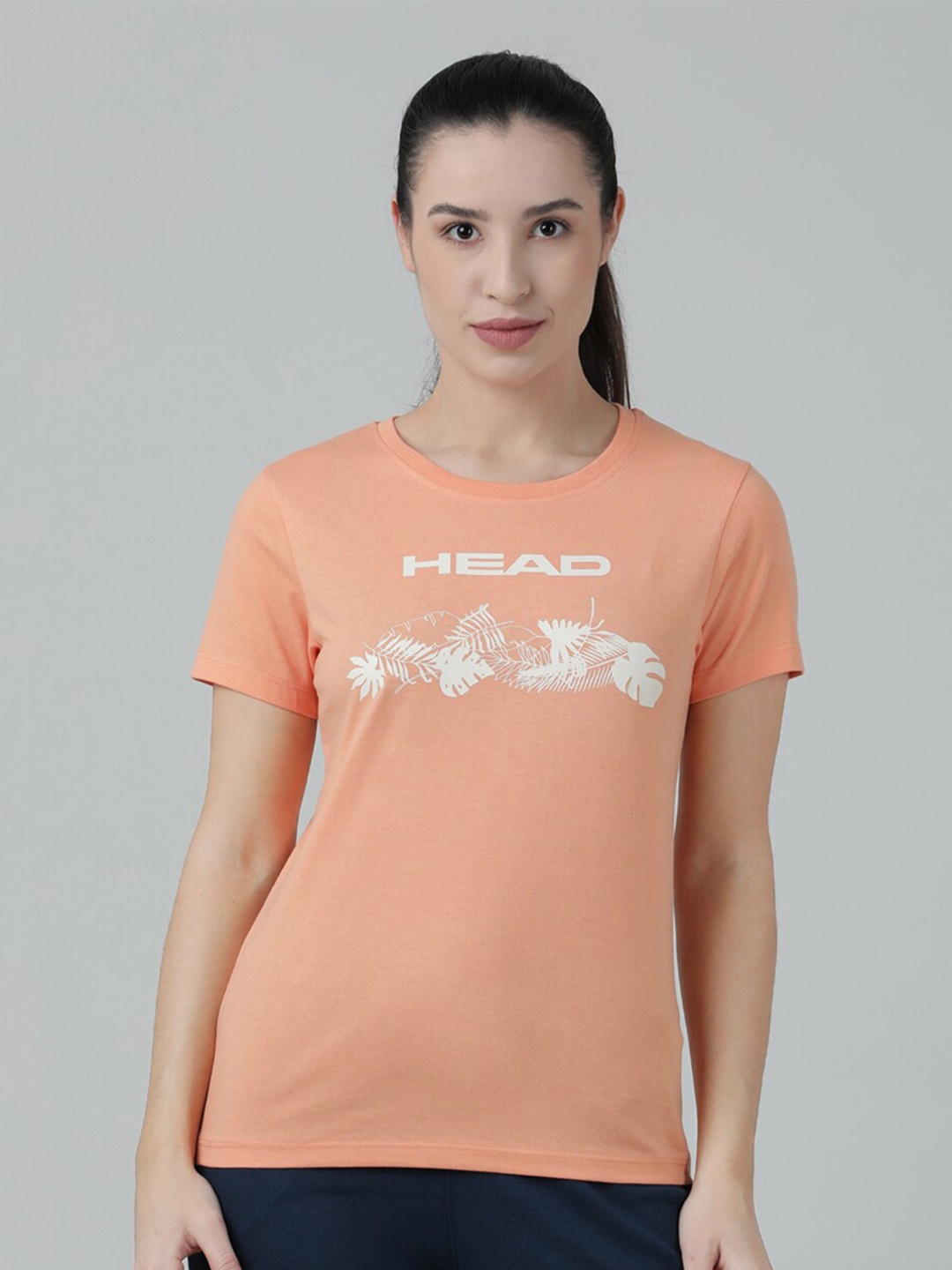 

Head Graphic Printed Slim Fit Cotton T-shirt, Peach