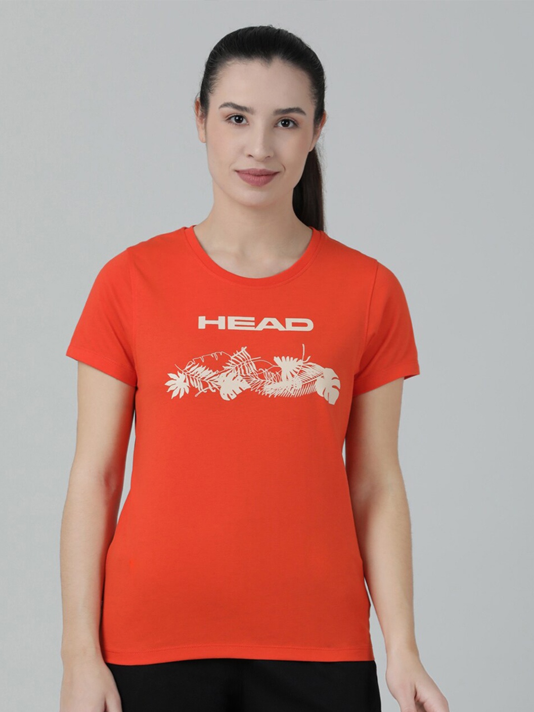 

Head Graphic Printed Slim Fit Sports T-Shirt, Orange