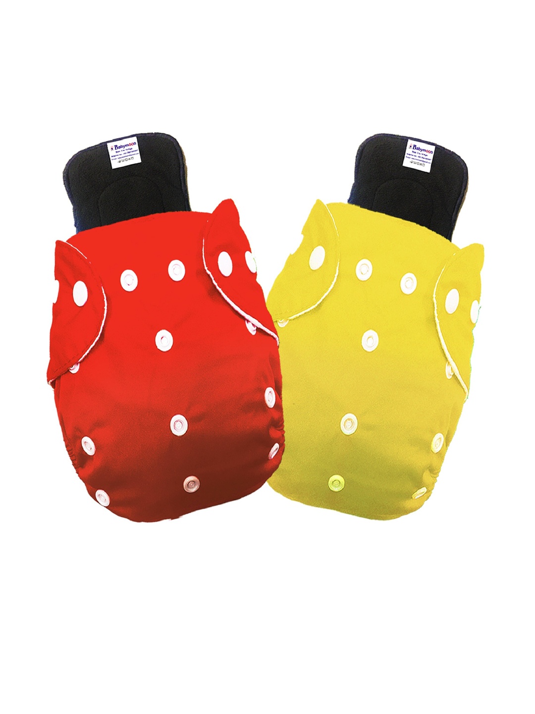 Babymoon Set Of 2 Washable Adjustable Reusable Cloth Diaper With Insert, Yellow
