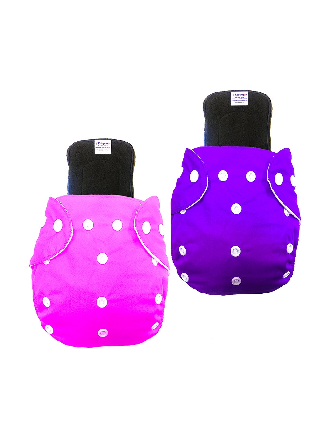 

Babymoon Set Of 2 Washable Adjustable Reusable Cloth Diaper With Insert, Purple