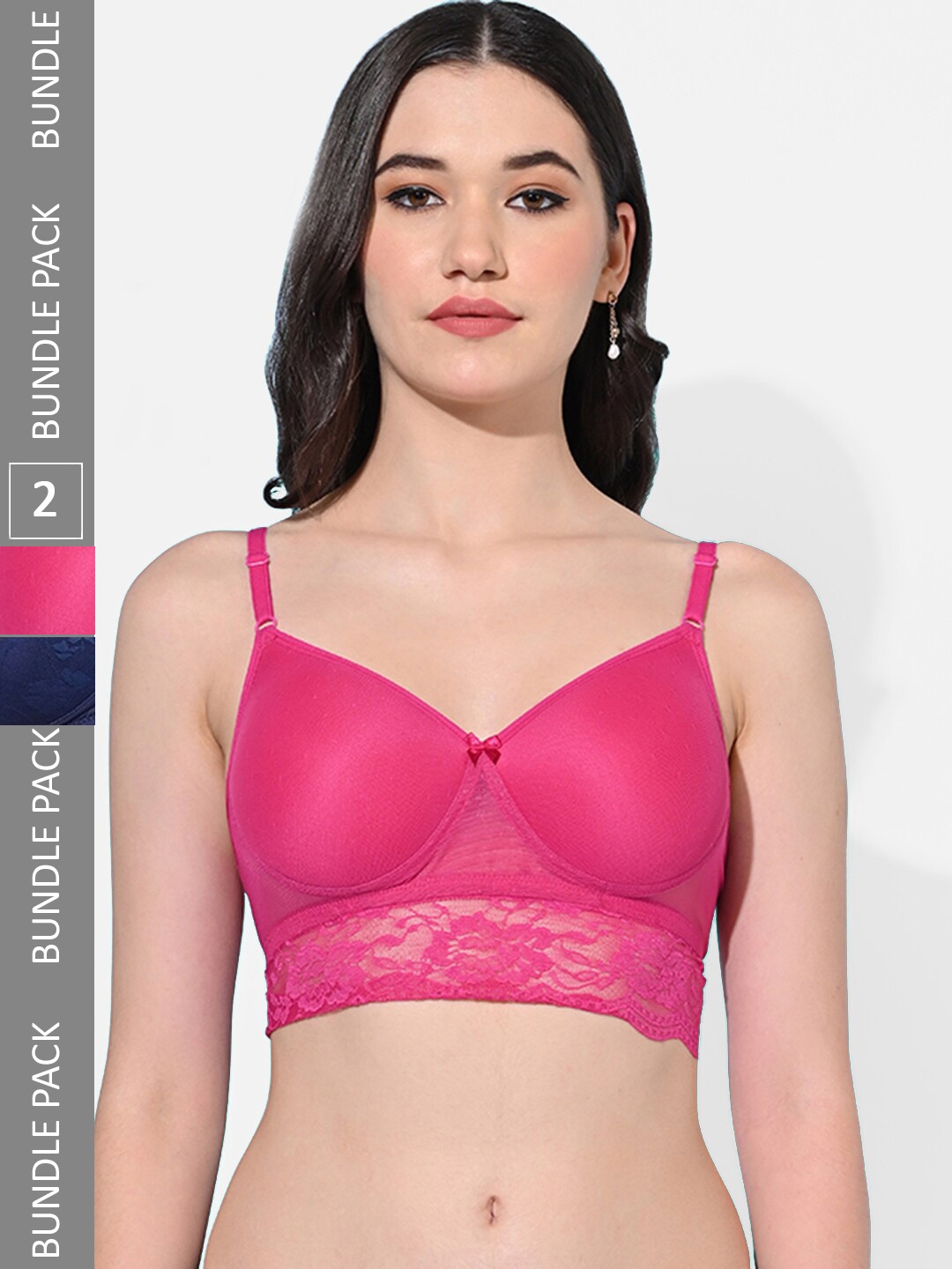 

FIMS Pack Of 2 Full Coverage Lightly Padded Bra With All Day Comfort, Pink