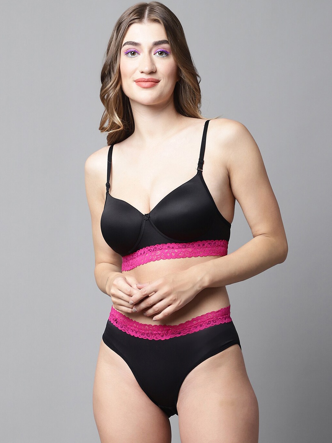 

PrettyCat Mid-Rise Lingerie Set, Black