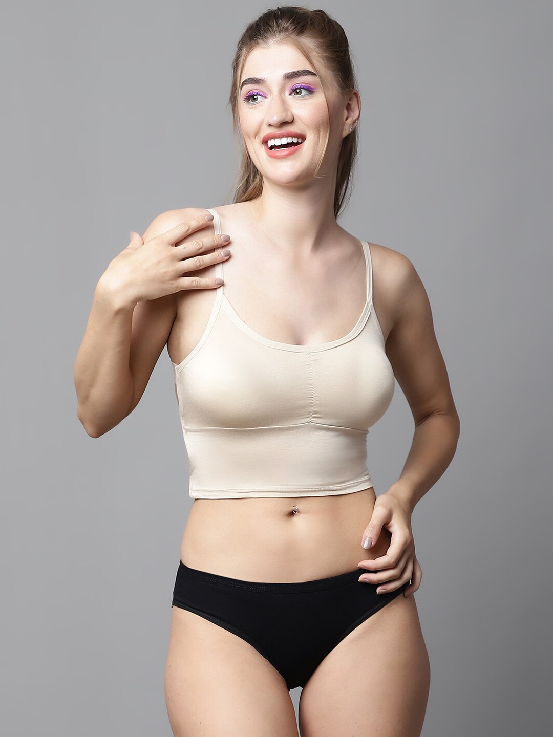 

PrettyCat Lightly Padded Style Back Cotton Lingerie Set, Beige