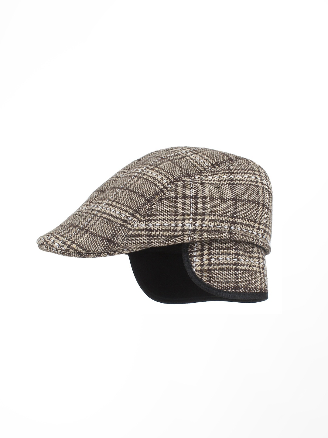 

Zacharias Men Self Design Woollen Ascot Cap With Earmuff, Brown