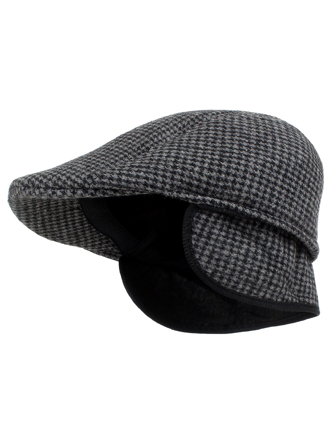 

Zacharias Men Self Design Woollen Ascot Cap With Earmuff, Grey melange