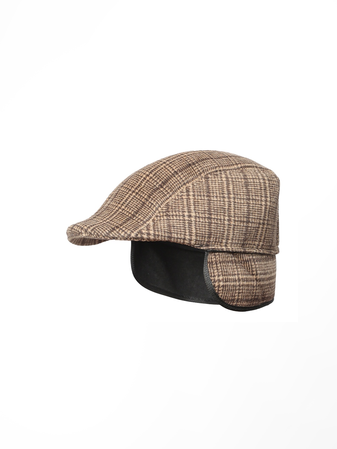 

Zacharias Men Self Design Woollen Ascot Cap With Earmuff, Brown