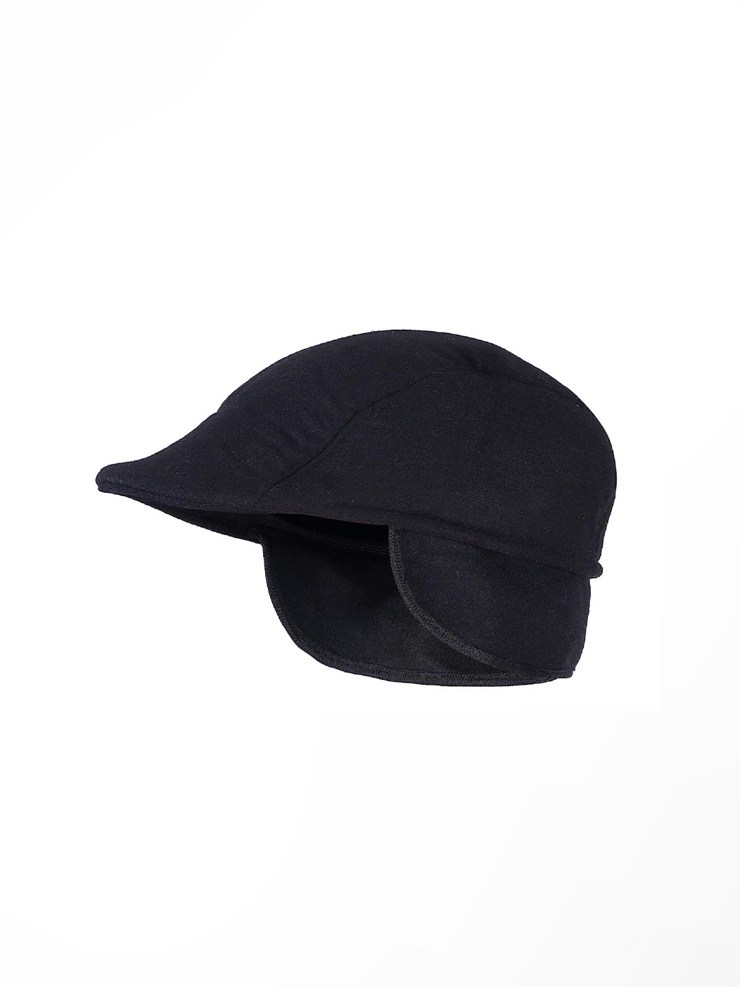 

Zacharias Men Self Design Woollen Ascot Cap With Earmuff, Black