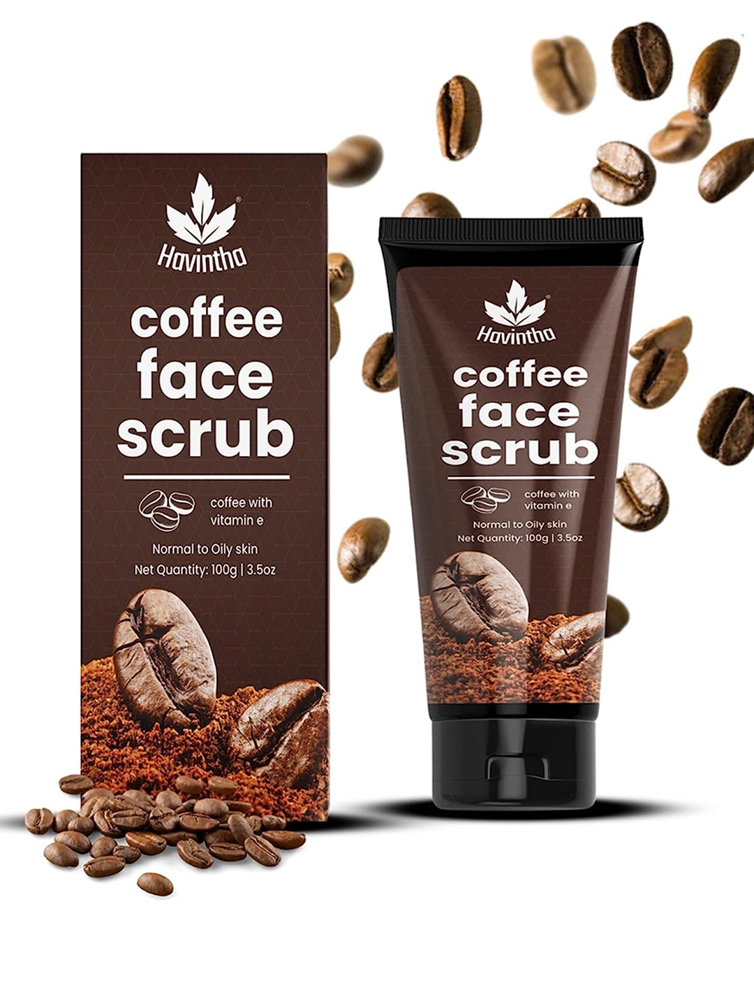 

Havintha Coffee Face Scrub With Vitamin E - 100g, Coffee brown