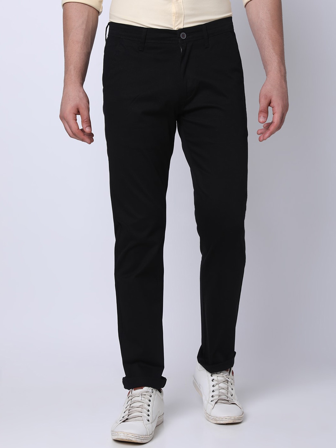 

Oxemberg Men Slim Fit Cotton Chinos Trousers, Black