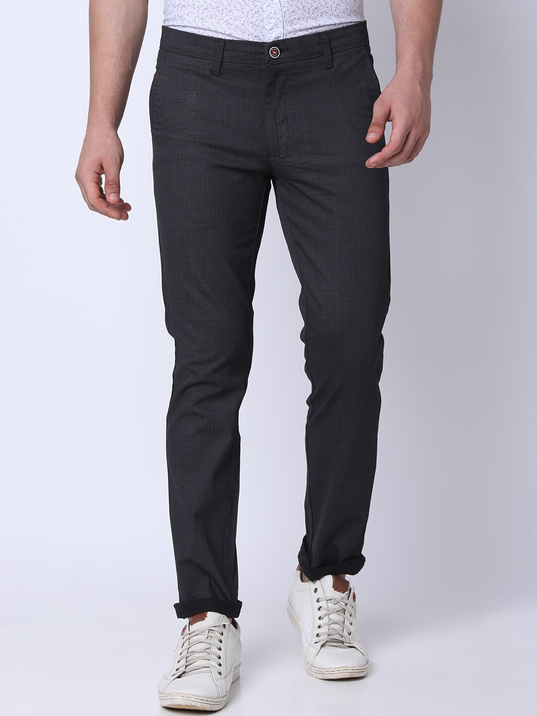 

Oxemberg Men Slim Fit Cotton Chinos Trousers, Black