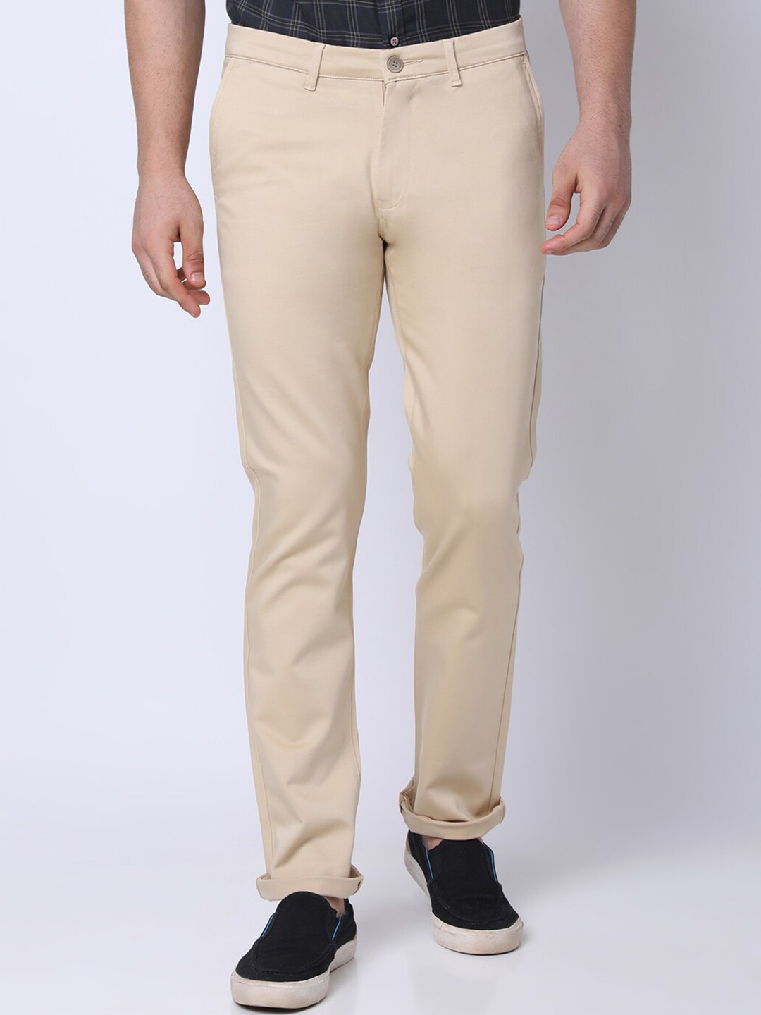 

Oxemberg Men Slim Fit Cotton Trousers, Beige