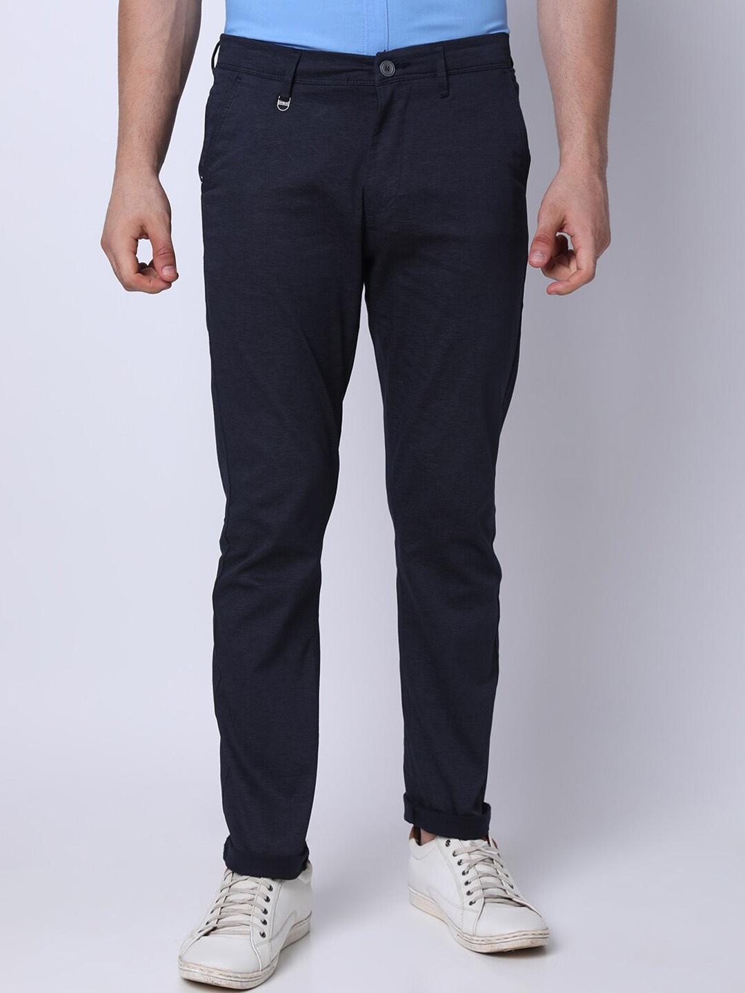 

Oxemberg Men Slim Fit Cotton Chinos Trousers, Navy blue