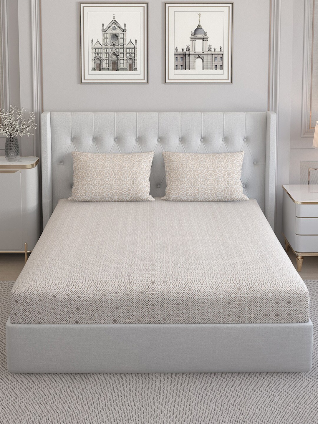 

Monte Carlo Brown & Brown Geometric Pure Cotton 210 TC Queen Bedsheet With 2 Pillow Covers
