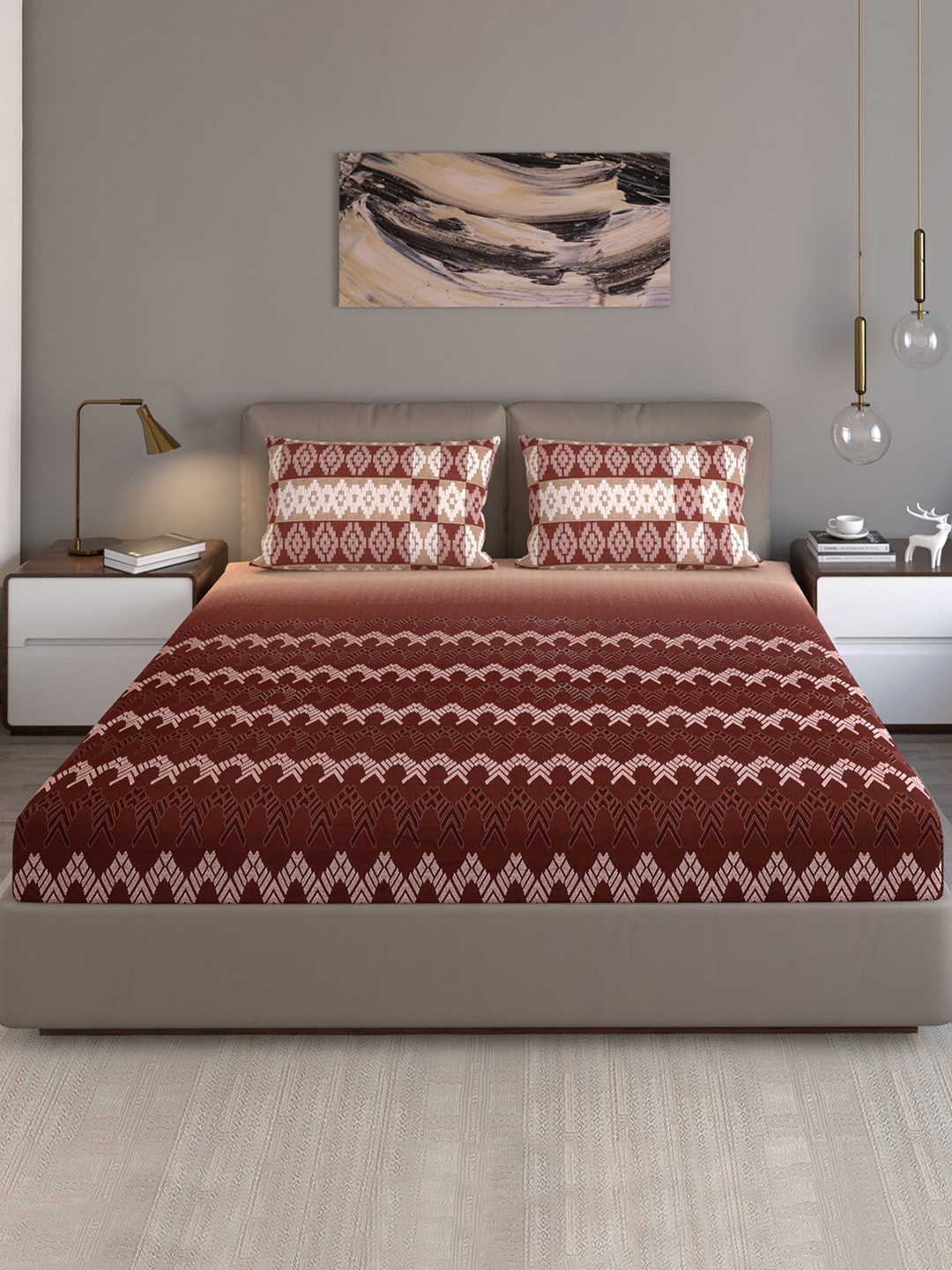 

Monte Carlo Isla Coffee Brown Pure Cotton 140 TC King Bedsheet with 2 Pillow Covers