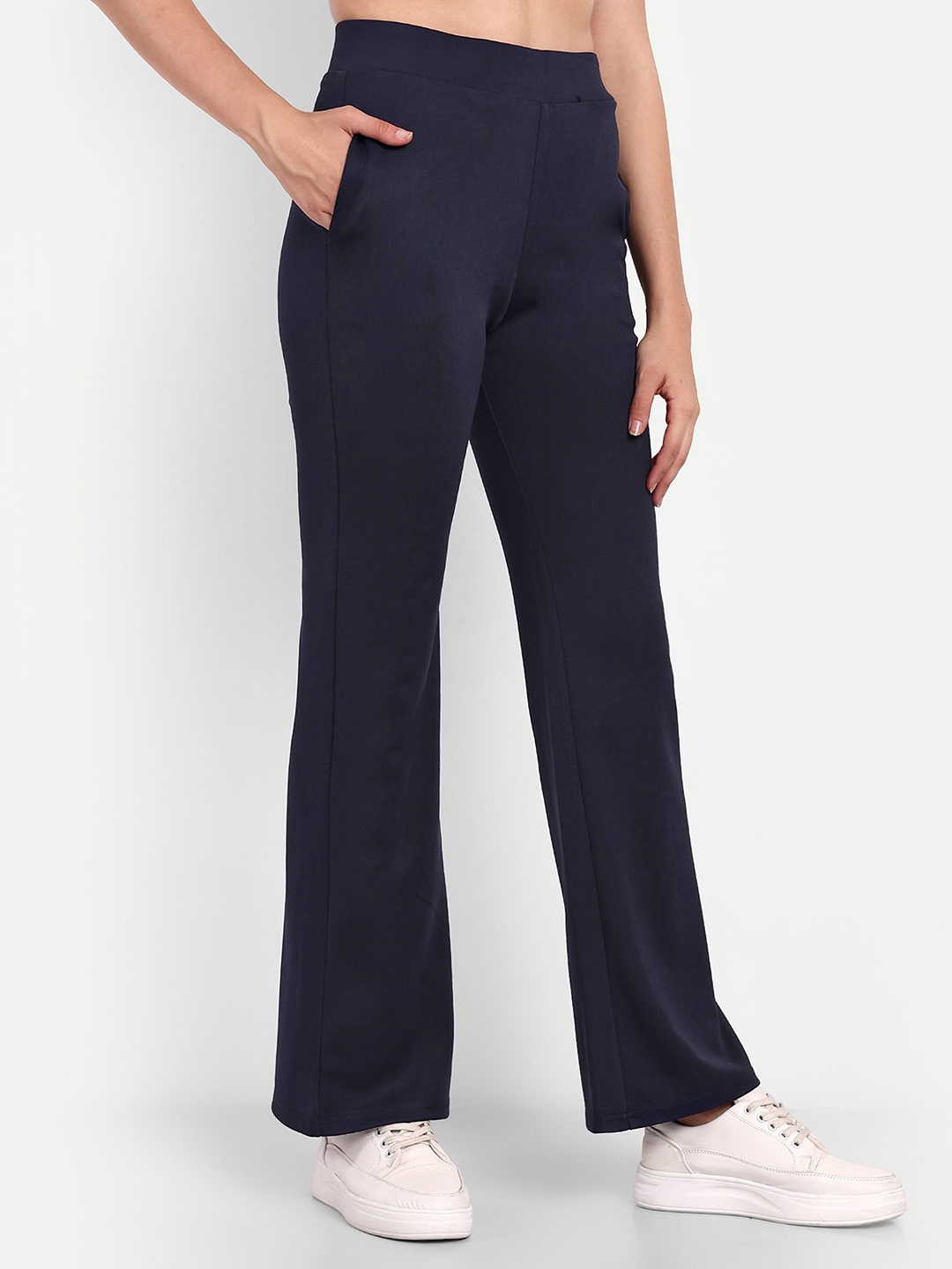 

Next One Women Smart Flared High-Rise Bootcut Trousers, Navy blue