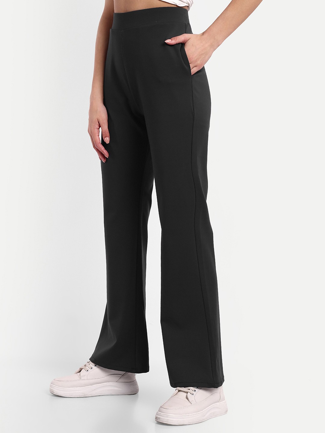 

Next One Women Smart Flared High-Rise Easy Wash Trousers, Grey