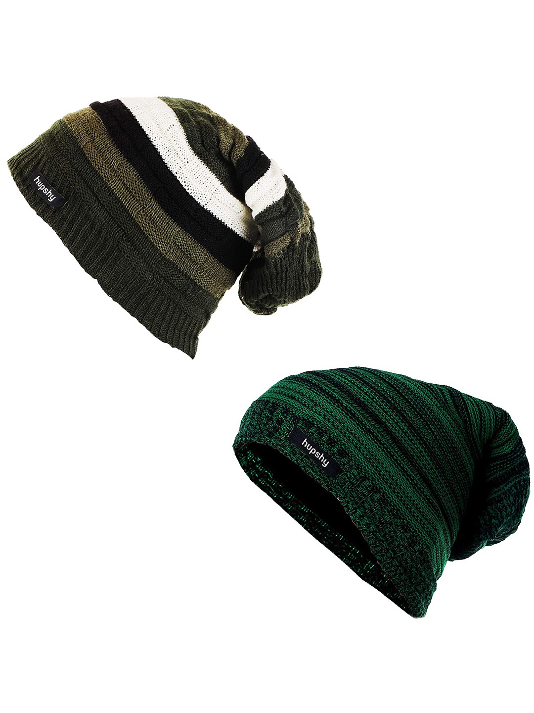 

hupshy Men Set Of 2 Self Design Acrylic Beanie, Brown