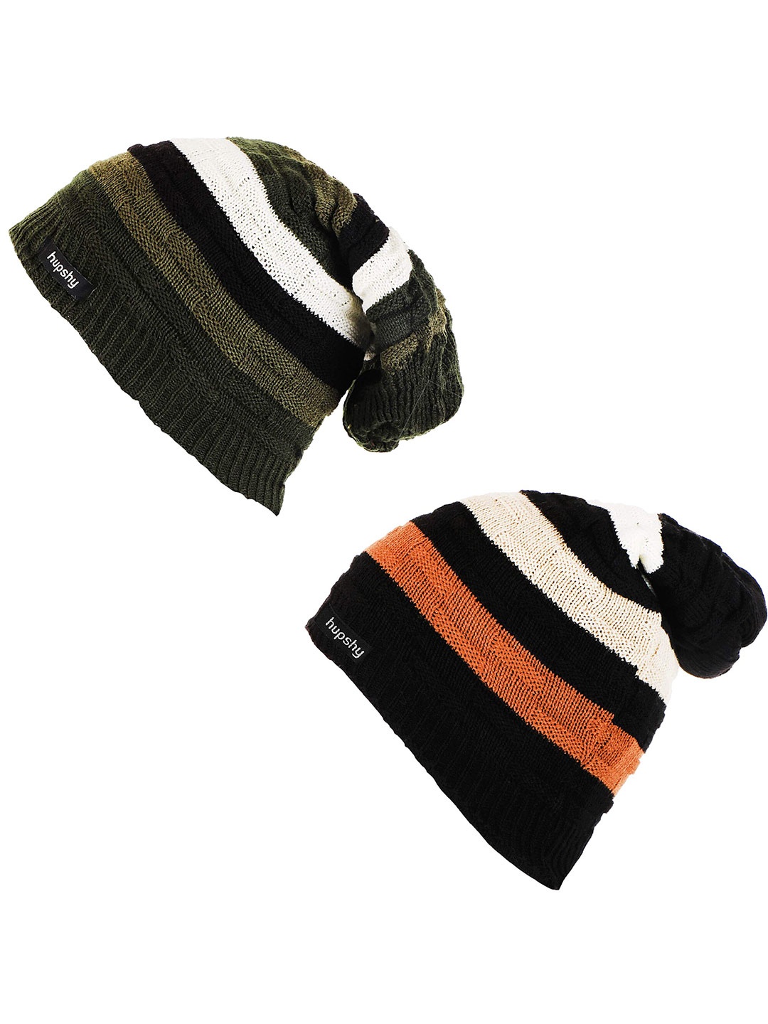 

hupshy Men Set Of 2 Self Design Acrylic Beanie, Black