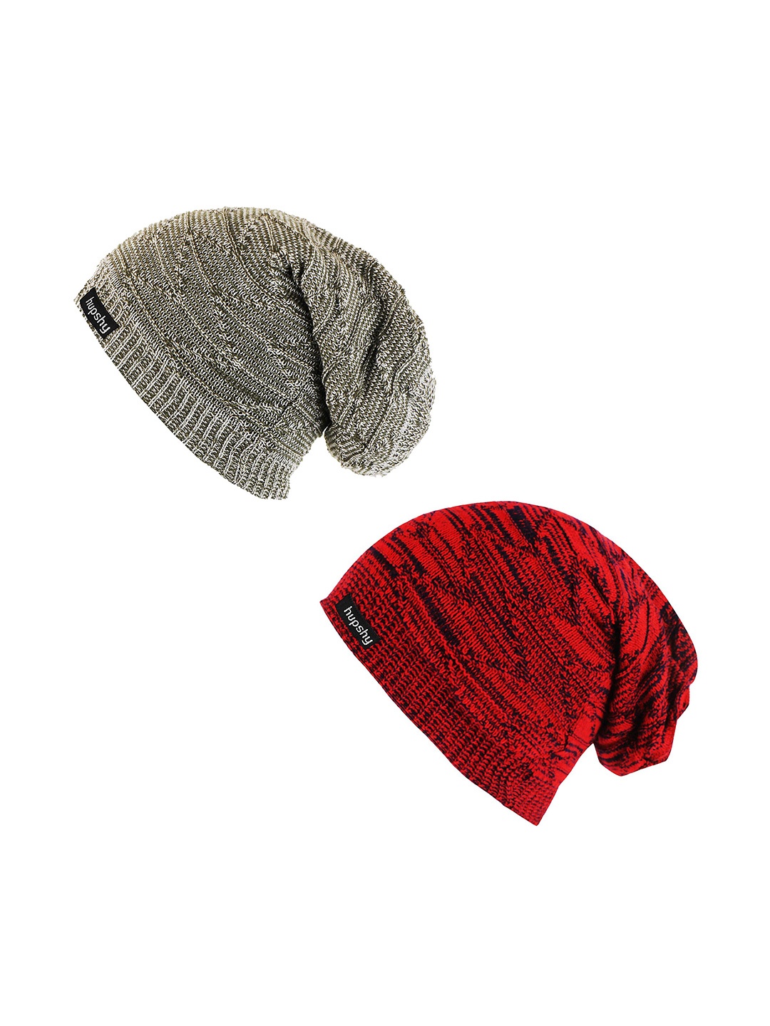 

hupshy Men Pack Of 2 Self Design Acrylic Beanie, Red