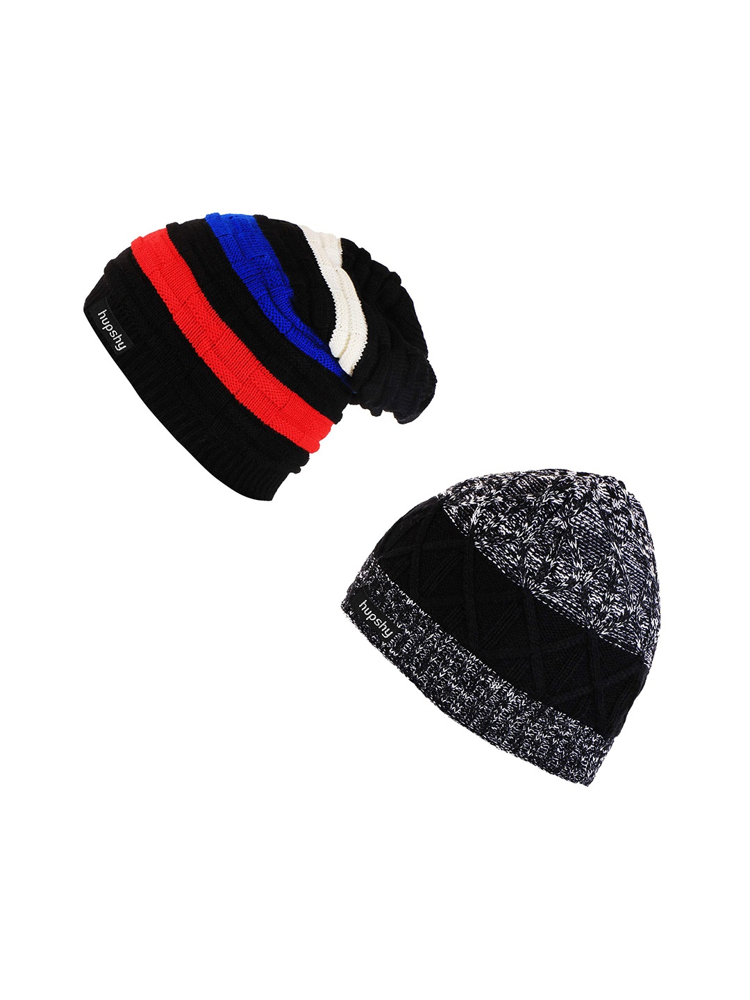 

hupshy Men Pack Of 2 Self Design Acrylic Beanie, Red