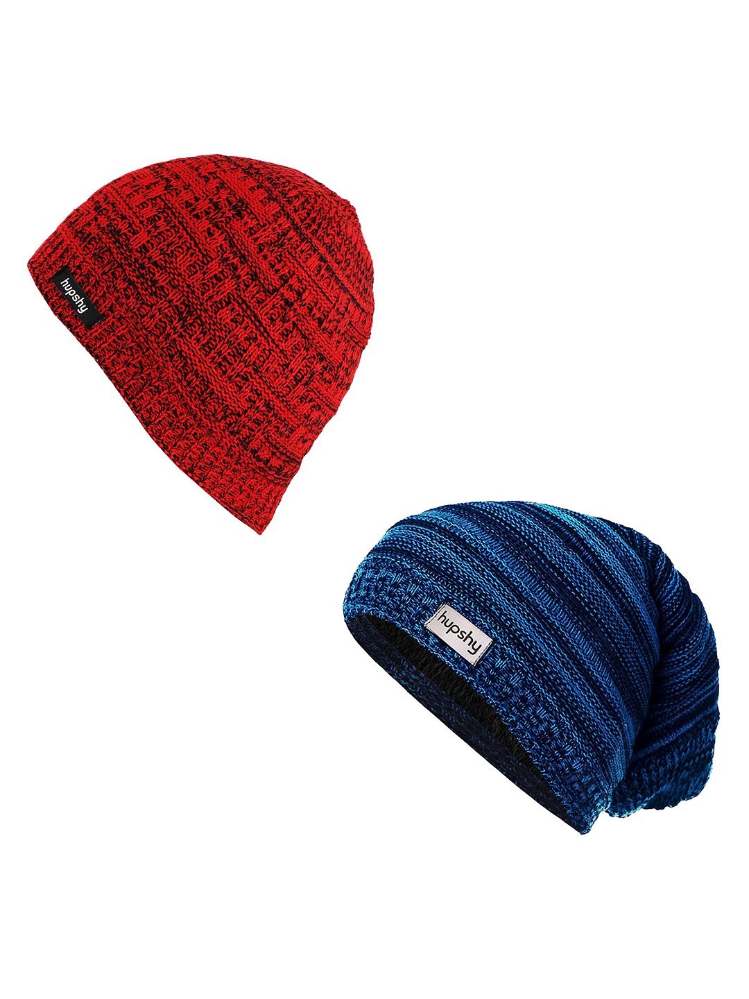 

hupshy Men Pack Of 2 Self Design Acrylic Beanie, Red