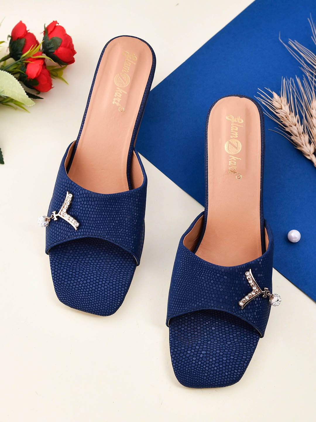 

GLAMZKART Open Toe Heels, Blue