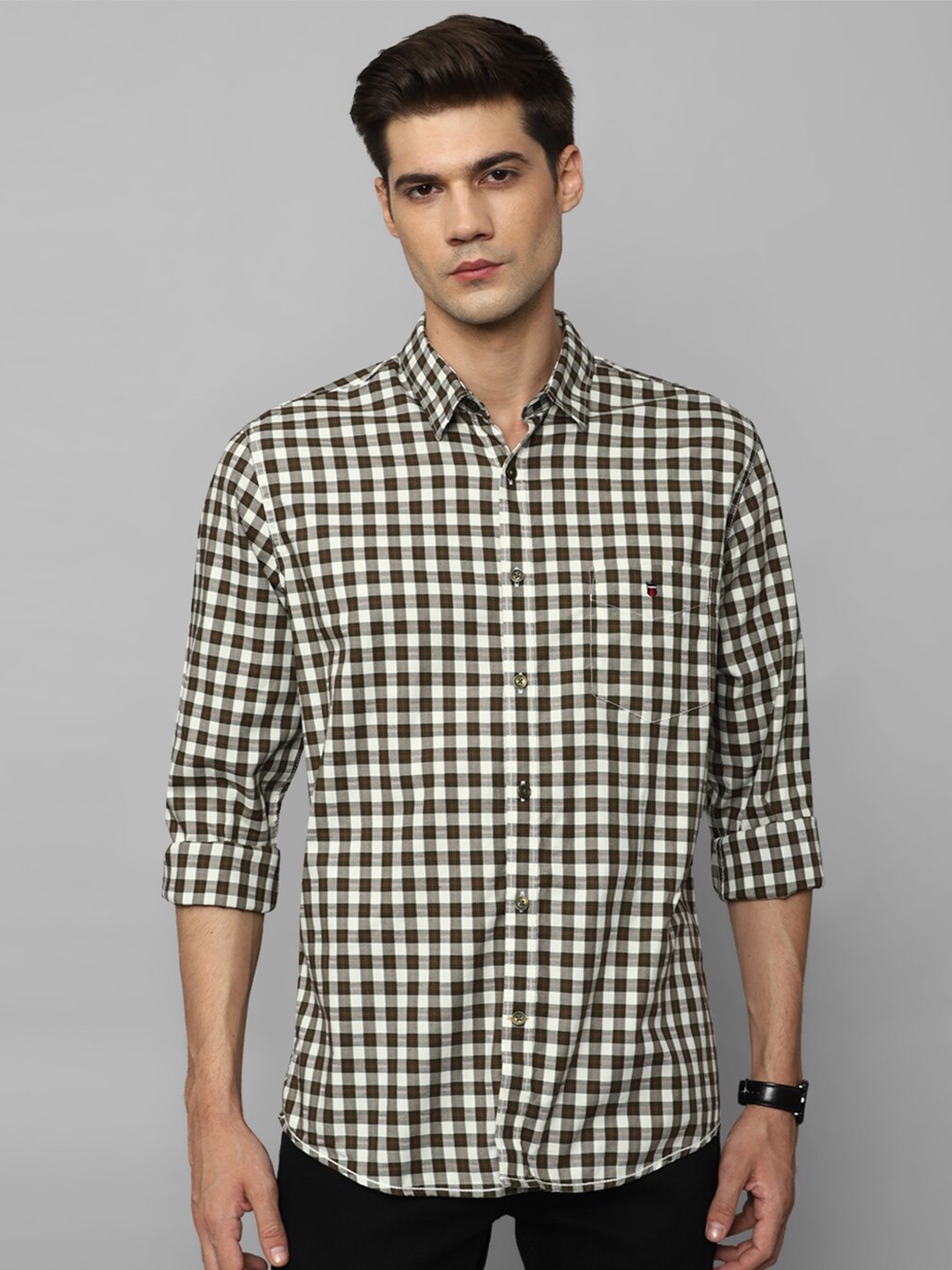 

Louis Philippe Sport Gingham Checked Slim Fit Opaque Pure Cotton Casual Shirt, Black