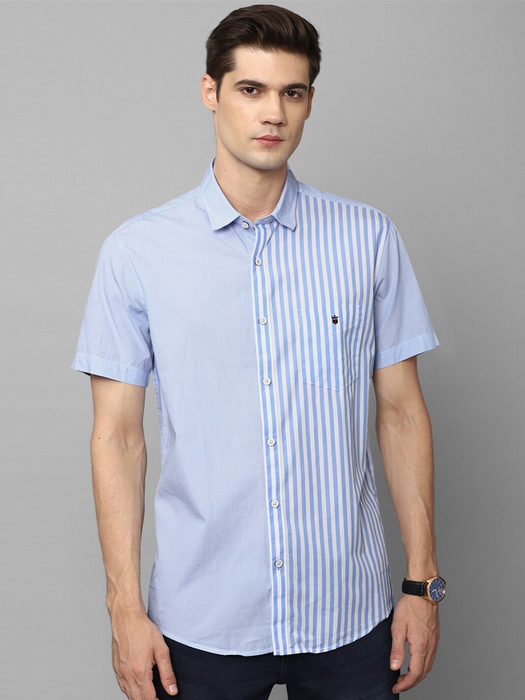 

Louis Philippe Sport Vertical Striped Slim Fit Pure Cotton Casual Shirt, Blue
